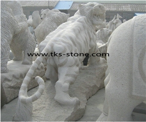China Grey Granite Tiger Animal Sculptures,Statues,Handcarved Sculptures,Western Animal Sculpture & Statue,Tiger Caving