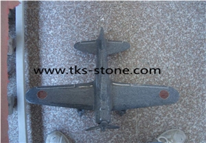 China Grey Marble Plane Hand Works&Carving Crafts,Aircraft Stone Artifacts,Handcrafts,Plane Works