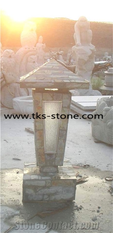China Light Grey Slate Lanterns,Lanterns,Garden Lanterns/Lamps