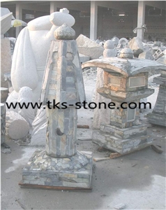 China Light Grey Slate Lanterns,Lanterns,Garden Lanterns/Lamps
