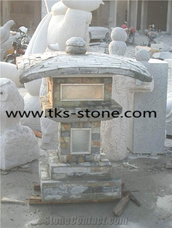 China Light Grey Slate Lanterns,Lanterns,Garden Lanterns/Lamps