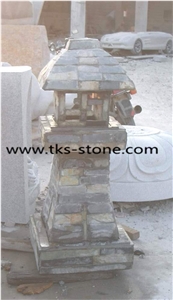 China Light Grey Slate Lanterns,Lanterns,Garden Lanterns/Lamps