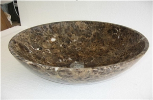 China Marron Emperador,Dark Emperador,Marble Sinks&Basins,Round Basins,Bathroom Basins,Vessel Sinks,Natural Stone Sinks&Basins