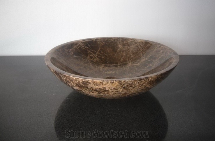 China Marron Emperador,Dark Emperador,Marble Sinks&Basins,Round Basins,Bathroom Basins,Vessel Sinks,Natural Stone Sinks&Basins