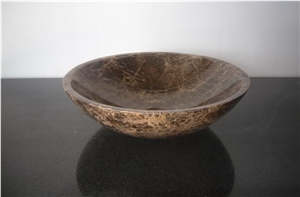 China Marron Emperador,Dark Emperador,Marble Sinks&Basins,Round Basins,Bathroom Basins,Vessel Sinks,Natural Stone Sinks&Basins