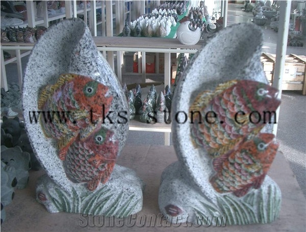 China Multicolor Granite Animal Sculptures/Fish Carving/Sea Horse/Odobenus Rosmarus