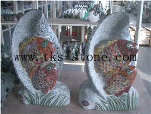 China Multicolor Granite Animal Sculptures/Fish Carving/Sea Horse/Odobenus Rosmarus