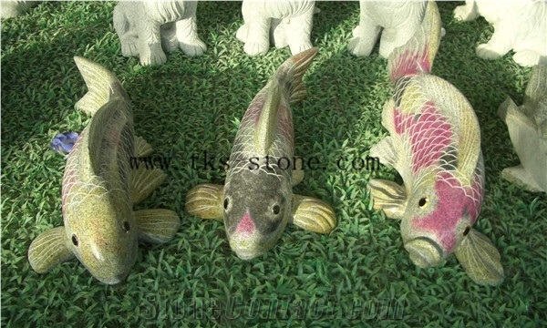 China Multicolor Granite Animal Sculptures/Fish Carving/Sea Horse/Odobenus Rosmarus