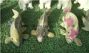 China Multicolor Granite Animal Sculptures/Fish Carving/Sea Horse/Odobenus Rosmarus