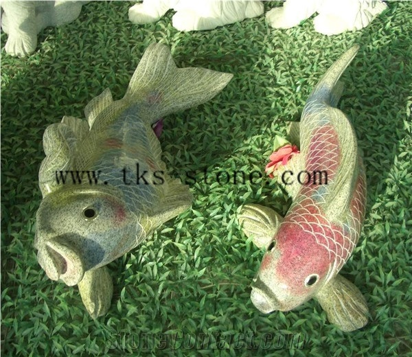 China Multicolor Granite Animal Sculptures/Fish Carving/Sea Horse/Odobenus Rosmarus