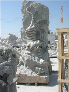 China Multicolor Granite Tiger Sculpturse/Works Of Art/Animal Sculptures