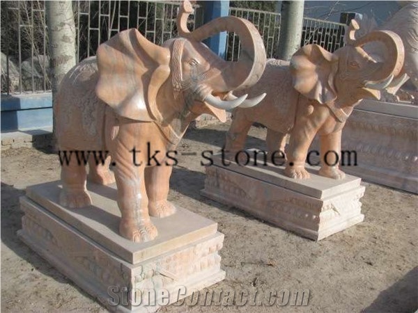 China Red Granite Elephant Sculptures in Marble/Elephant Maximus/Handicraft Works