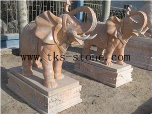 China Red Granite Elephant Sculptures in Marble/Elephant Maximus/Handicraft Works