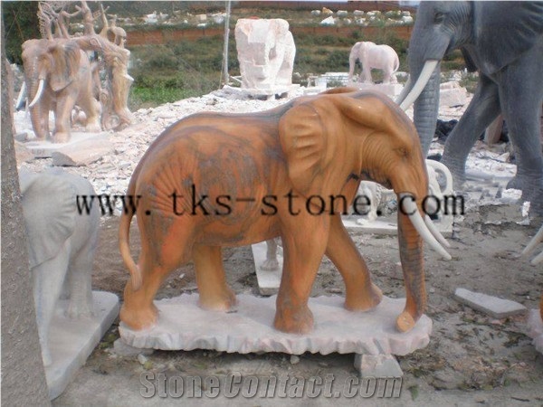 China Red Granite Elephant Sculptures in Marble/Elephant Maximus/Handicraft Works