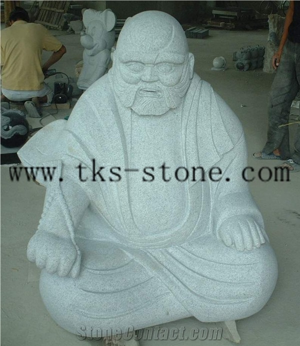 China White Granite Ascetic Person/Shakyamuni/Buddhism Sculpture & Statue/Human Sculptures