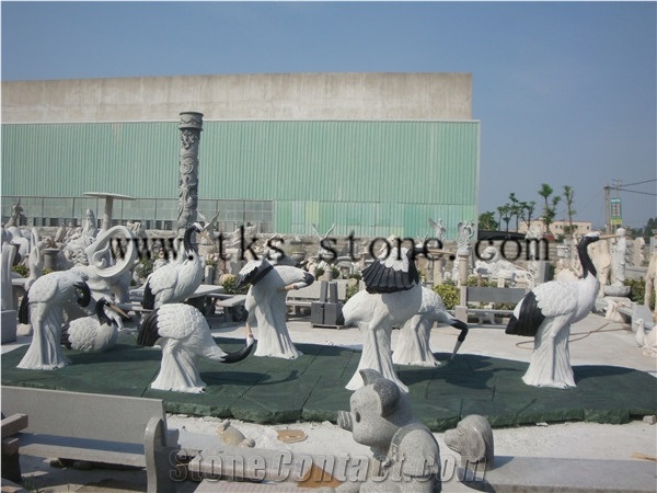 China White Granite Cranes/Crane Carving/Sandhill Crane/Brolga/ Birds/Red-Crowned Crane/Animal White Granite Sculptures