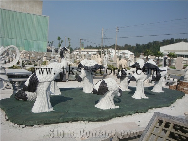 China White Granite Cranes/Crane Carving/Sandhill Crane/Brolga/ Birds/Red-Crowned Crane/Animal White Granite Sculptures