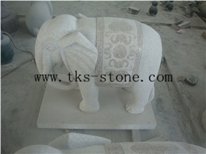 China White Granite Elephant Maximus/Elephant/Mascot/Chinese Carving