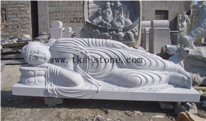 China White Granite Reclining Buddha/Huge Buddha Sculptures/Beita