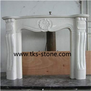 China White Marble Fireplace Mantel,Modern Fireplace Mantel,Flower Handcarved Stone Fireplace Mantel,High Quality Indoor Natural White Marble Fireplace Hot Sale,Cheapest Marble Fireplace in Stock