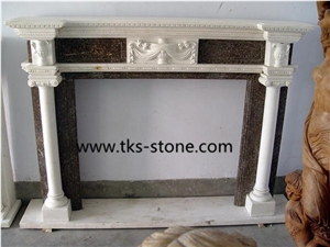 China White Marble Fireplace Mantel,Modern Fireplace Mantel,Flower Handcarved Stone Fireplace Mantel,High Quality Indoor Natural White Marble Fireplace Hot Sale,Cheapest Marble Fireplace in Stock