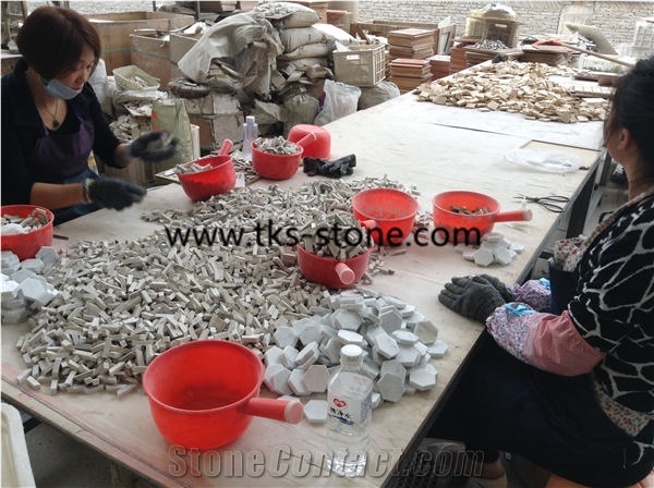 China White Marble Mosaic Pattern, Hexagon Mosaic