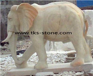 China Yellow Granite Elephant Sculptures,Statue,Elephant Caving,Garden Sculptures,Granite Animal Sculptures