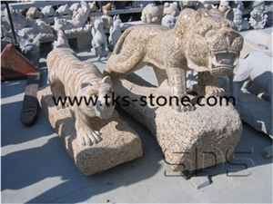 China Yellow Granite Tiger Sculptures & Statues,Yellow Granite Status,Animal Sculptures,Cavings