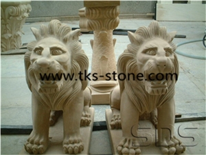 China Yellow Granite Tiger Sculptures & Statues,Yellow Granite Status,Animal Sculptures,Cavings