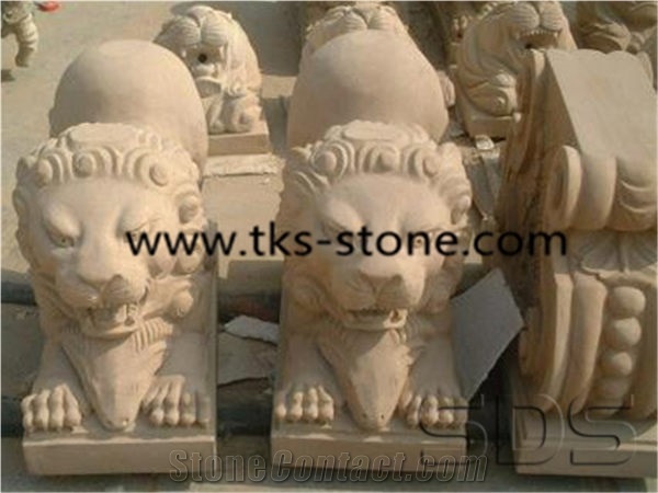 China Yellow Granite Tiger Sculptures & Statues,Yellow Granite Status,Animal Sculptures,Cavings