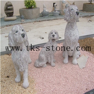 Dog Animal Sculpture,Grey Granite Animal Carving,Handcarved Sculpture