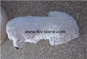 Dog Granite Sculptures & Statues,White Granite Dog Sculpture,Animal Sculptures,Western Statues,Natural Stone Dog Handcarved Sculptures