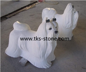 Dog Granite Sculptures & Statues,White Granite Dog Sculpture,Animal Sculptures,Western Statues,Natural Stone Dog Handcarved Sculptures
