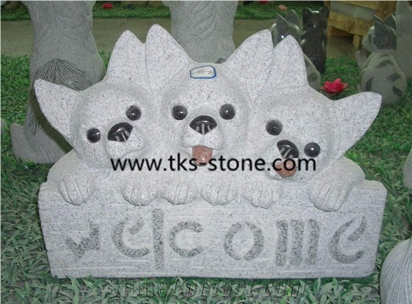 Dog Sculptures & Statues,Animal Sculptures,Garden Sculptures,Natural Grey Granite Dog Sculpture,Grey Granite Animal Sculpture by Dog