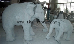 Elephant Maximus/Elephant/Mascot/Carving in Granite, White Granite Sculpture & Statue