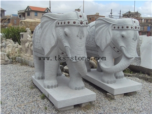 Elephant Maximus/Elephant/Mascot/Carving in Granite, White Granite Sculpture & Statue