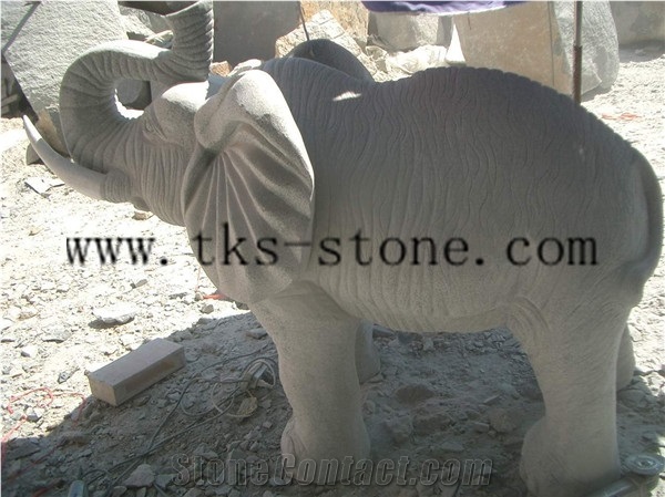 Elephant Maximus/Elephant/Mascot/Carving in Granite, White Granite Sculpture & Statue