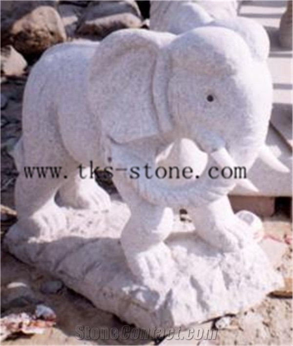 Elephant Maximus/Elephant/Mascot/Carving in Granite, White Granite Sculpture & Statue