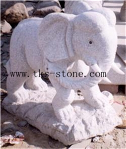 Elephant Maximus/Elephant/Mascot/Carving in Granite, White Granite Sculpture & Statue