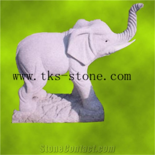 Elephant Maximus/Elephant/Mascot/Carving in Granite, White Granite Sculpture & Statue