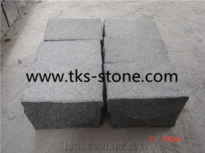 Flamed G654,Padang Dark,Sesame Black,China Dark Grey,China Impala Granite Paving Stone,Cube Stone,Cobble Stone