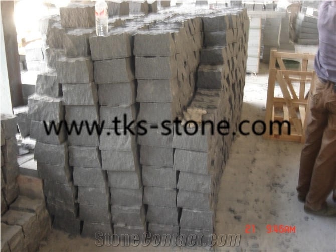 Flamed G654,Padang Dark,Sesame Black,China Dark Grey,China Impala Granite Paving Stone,Cube Stone,Cobble Stone