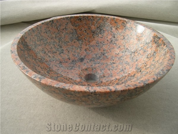 G562,Maple Red,Red Granite Sinks&Basins,Round Basins,Bathroom Basins,Vessel Sinks,Natural Stone Sinks&Basins