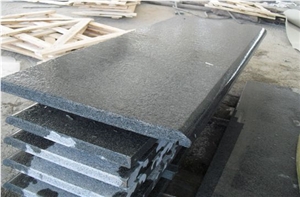 G654 Padang Black Granite Steps & Risers,China Dark Grey Flamed Granite Stairs & Steps