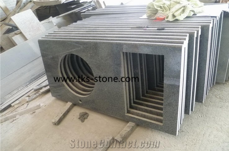 G654 Padang Dark Granite Vanity Tops, China Dark Grey Granite Bath Tops