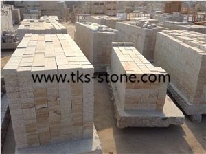 G682 Sunset Gold Cubestone,Rusty Stone,Rusty Granite Cobble Stone,Yellow Rusty Granite Paving Stone