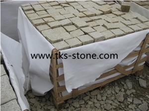 G682 Sunset Gold,Rusty Yellow,Giallo Rusty,Golden Peach,Golden Sand,China Yellow Granite Cobble Stone,Cube Stone