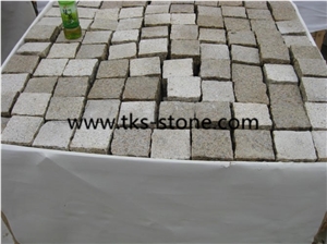 G682 Sunset Gold,Rusty Yellow,Giallo Rusty,Golden Peach,Golden Sand,China Yellow Granite Cobble Stone,Cube Stone