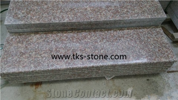 G687 Granite Stairs & Step, Peach Red, Blossom Red, China Red Granite Stairs & Steps