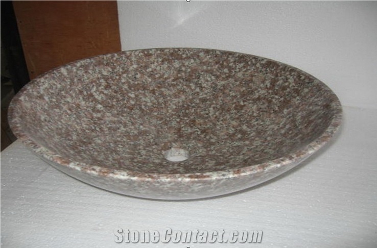 G687,Peach Red, Blossom Red,Granite Sinks&Basins,Round Basins,Bathroom Basins,Vessel Sinks,Natural Stone Sinks&Basins